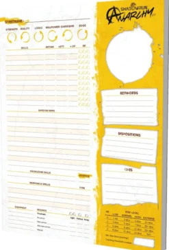 Bloc de feuilles de personnages - Shadowrun Anarchy V2