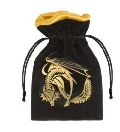 Bourse à dés : Dragon Black and Golden Velour Dice Bag
