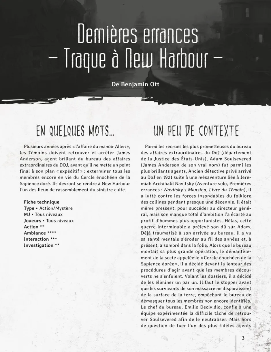 Cthulhu Origines - Ecran de jeu