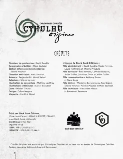 Cthulhu Origines - Ecran de jeu