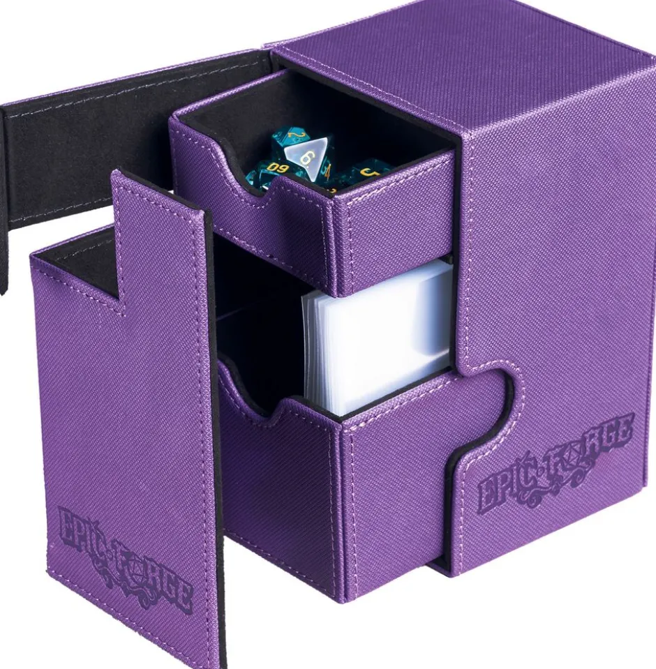 Double Deck Box Epic Forge Violet : 100 cartes et rangement Dés