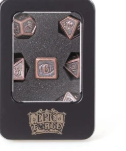 Dés Métal - Lot de 7 dés (16mm) avec boite en métal- Devil Eye Bronze
