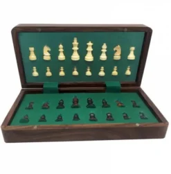 Jeu d'Échecs Pliable et Magnétique en Bois (18cm)