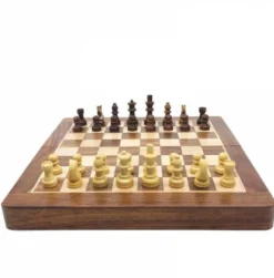 Jeu d'Échecs Pliable et Magnétique en Bois (25cm)