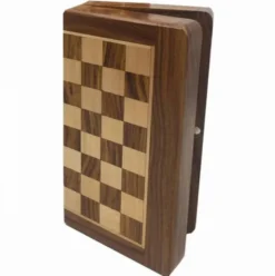 Jeu d'Échecs Pliable et Magnétique en Bois (25cm)