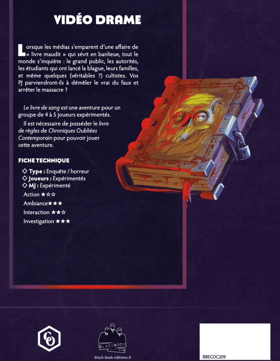 Le Livre de sang - Chroniques Oubliées Contemporain 2ème édition