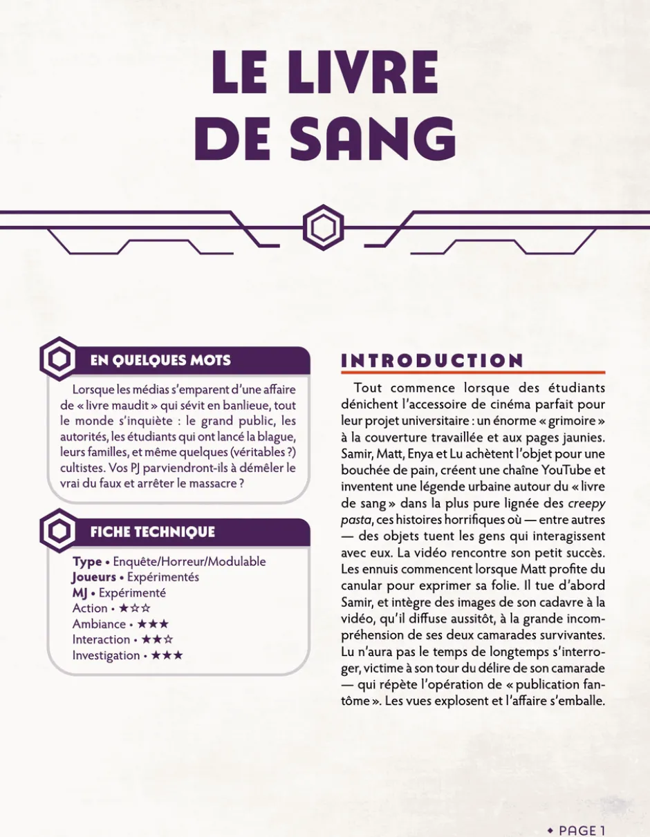 Le Livre de sang - Chroniques Oubliées Contemporain 2ème édition