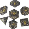 Lot 7 dés métal creux - Dragon - Noir