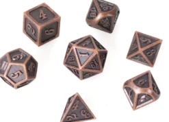 Lot 7 dés métal 14mm (boite métal) - Outlined Copper