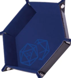 Piste de dés - D20 Bleu foncé - 19 x 19 cm - Cuir et velours