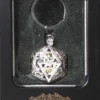 Porte-Clé D20 Argenté- Écrin Contenant 7 mini dés métal