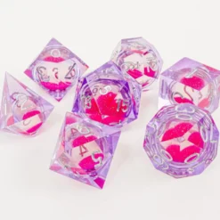 Set de dés - angles acérés - Coeur Liquide Brillant : Rose