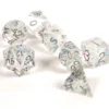 Set de dés - angles acérés - polaire transparent et argent
