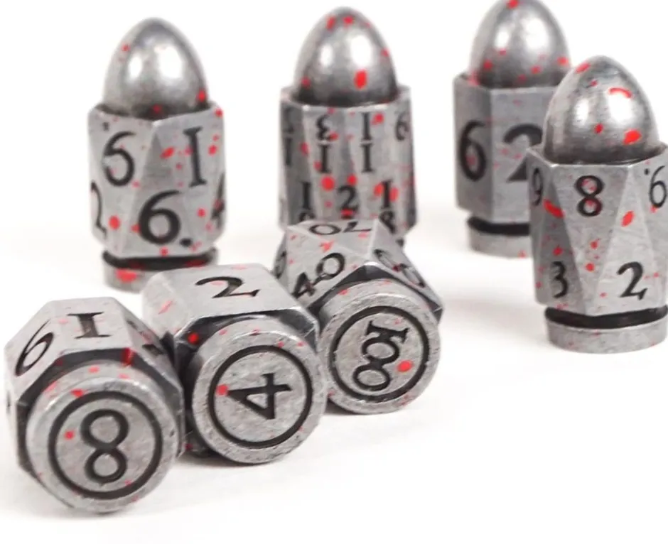 Set de dés Bullet Métalliques : Balles Argentées