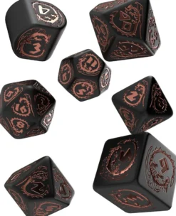 Set de dés : Dragons Obsidian (Black / Copper / modern d4)
