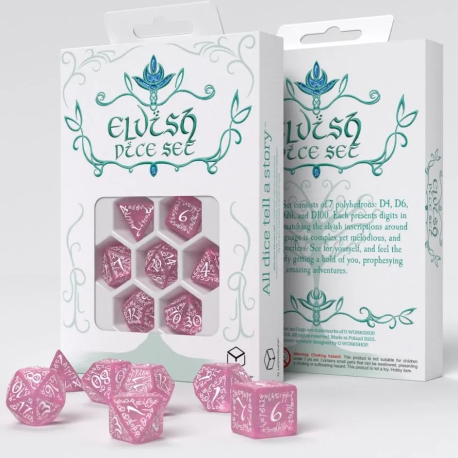 Set de dés : Elvish Shimmering Pink / White