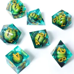 Set de dés en résine – Œil d’Émeraude