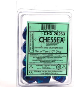 Set de dés : Gemini Blue-Blue/light blue Luminary (10 d10) CHX26263