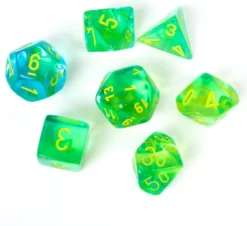 Set de dés : Gemini Translucent Green-Teal/yellow CHX26466