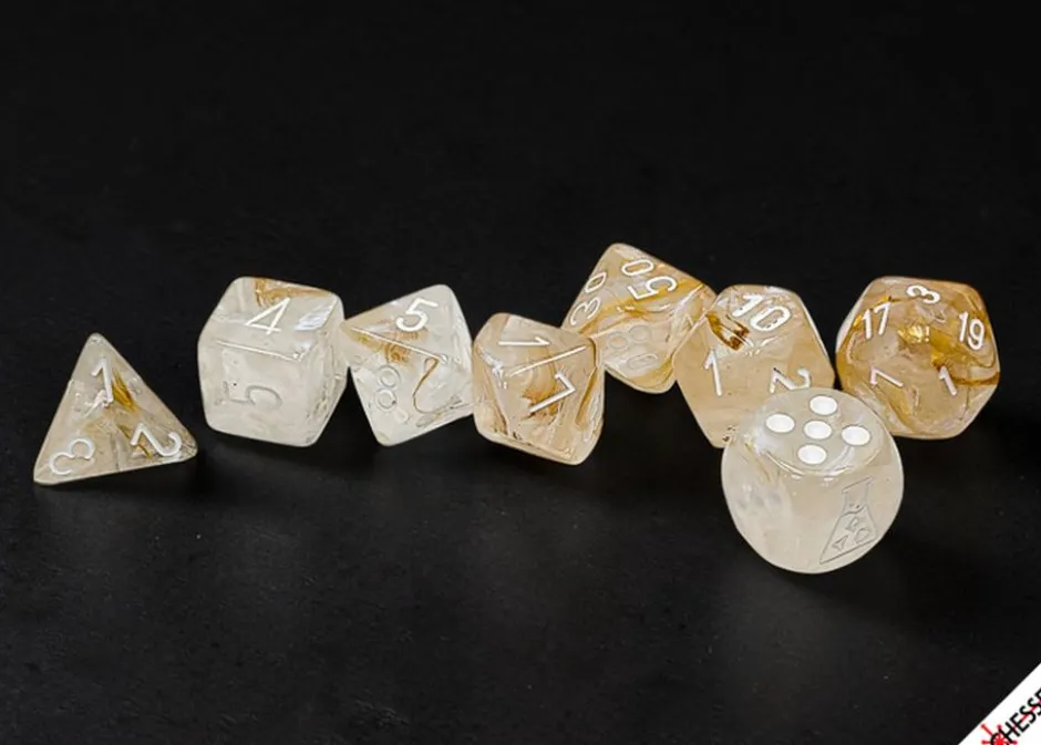 Set de dés : Lab Dice BorealisChampagne / Blanc CHX30075