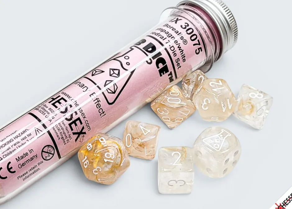Set de dés : Lab Dice BorealisChampagne / Blanc CHX30075