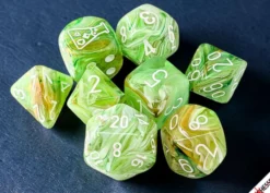 Set de dés : Lab Dice Marble Vert Acide / Blanc CHX30077