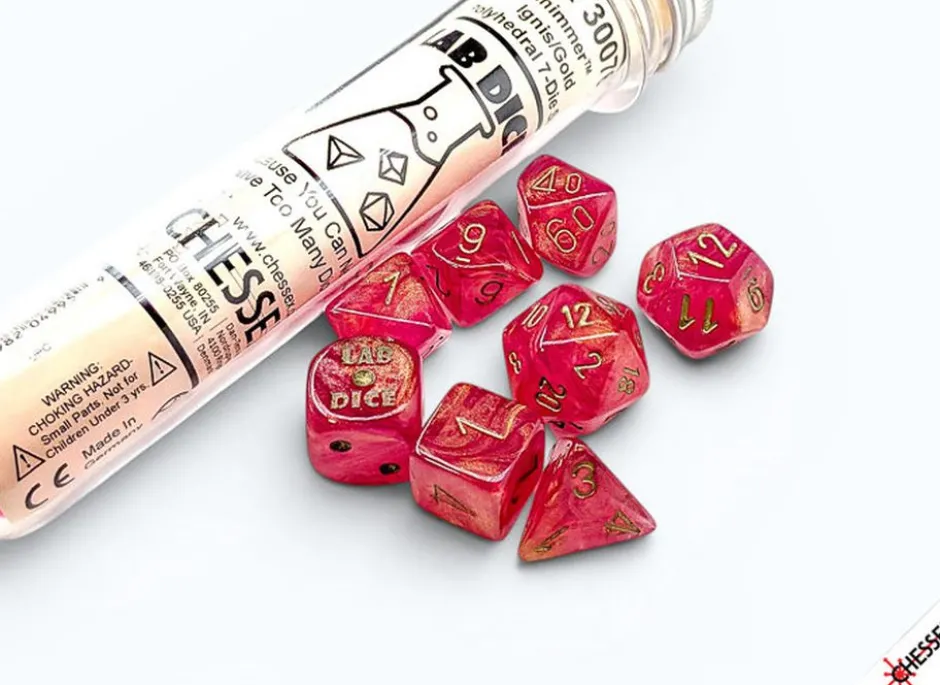Set de dés : Lab Dice Shimmer Ignis / Or CHX30076
