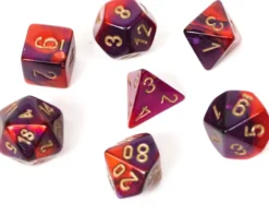 Set de dés : Mini-Polyhedral Gemini Purple-Red/gold CHX20626