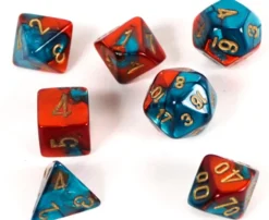 Set de dés : Mini-Polyhedral Gemini Red-teal/gold CHX20662