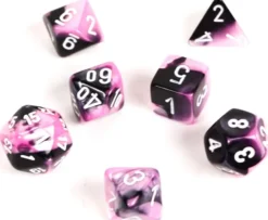 Set de dés : Mini-Polyhedral Gemini Black-pink/white CHX20630
