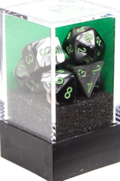 Set de dés : Mini-Polyhedral Gemini Black-Grey/green CHX20645