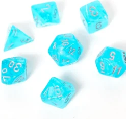 Set de dés : Mini-Polyhedral Luminary Sky/silver CHX20566