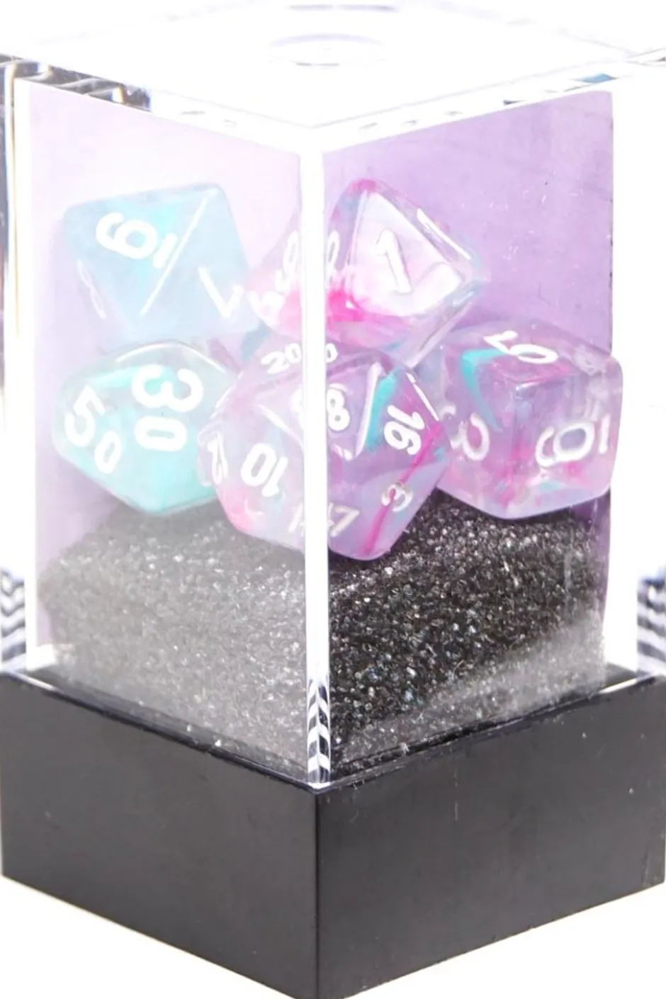 Set de dés : Mini-Polyhedral Nebula Wisteria/white CHX20545
