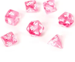 Set de dés : Mini-Polyhedral Translucent Pink/white CHX20384