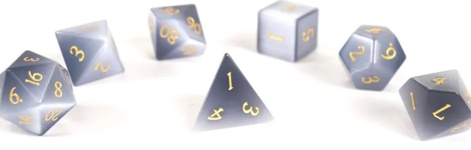 Set de dés minéraux : Opale Grise