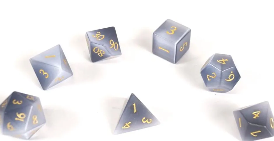 Set de dés minéraux : Opale Grise