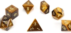 Set de dés minéraux : Tigerite (oeil de tigre)
