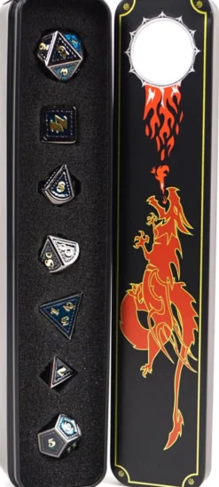 Set de dés métalliques écailles de dragon Turquoise
