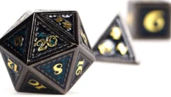 Set de dés métalliques écailles de dragon Turquoise