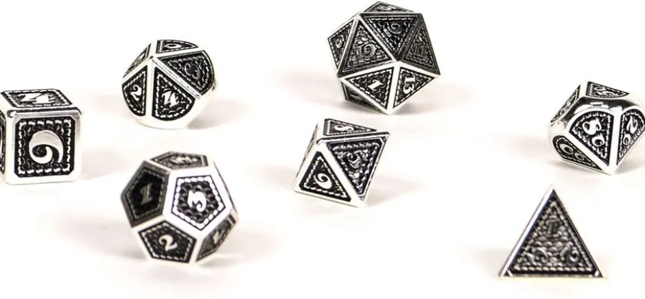 Set de dés métalliques écailles de dragon noir