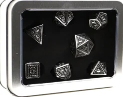 Set de dés métalliques écailles de dragon noir