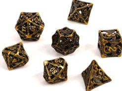Set de dés métalliques creux Motif Dragons - Bronze