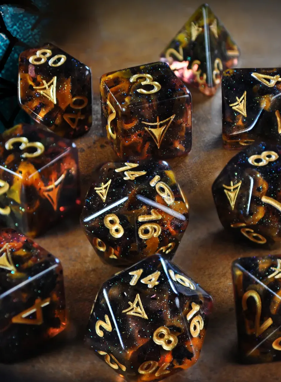 Set de dés : Yellow Sign -Mythic Black Amber Edition Dice Set