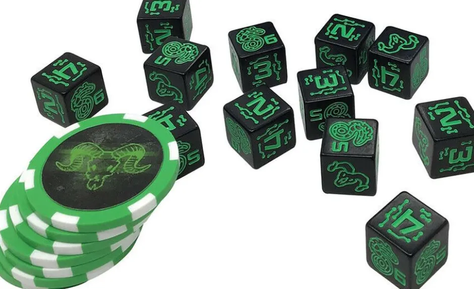 Shadowrun 6 - Dice & Edge Tokens / Dés et jetons (verts)