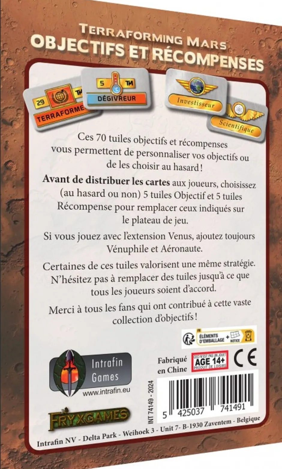 Terraforming Mars : Objectifs et Récompenses (Ext)